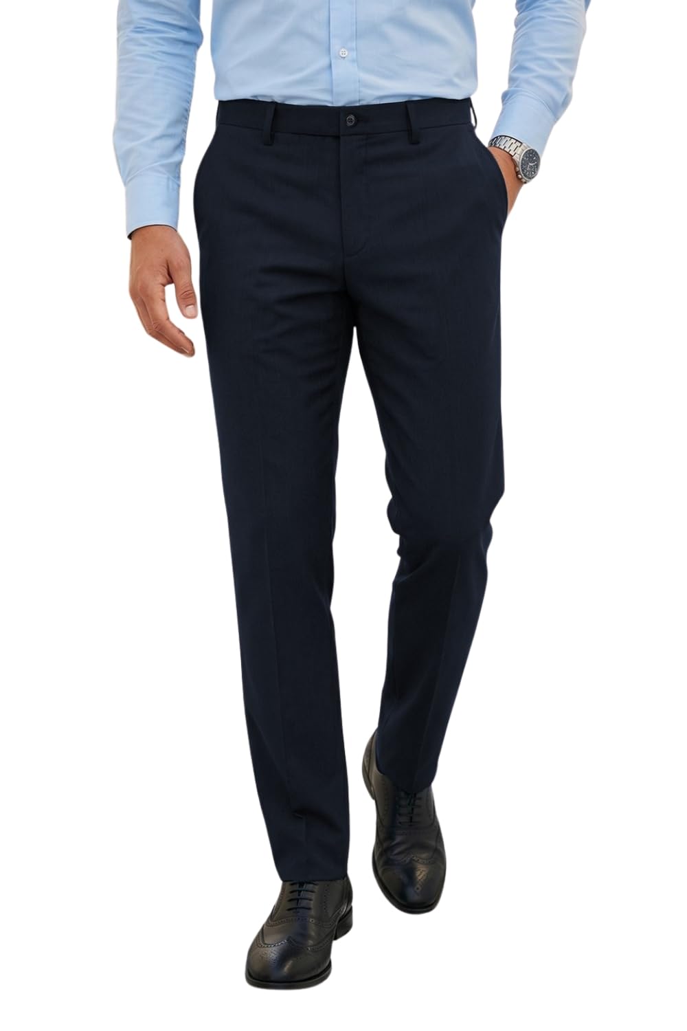 Louis Philippe Men's Regular Fit Everyday Smart Wear Comfort Stretch Work Ready Solid Formal Trouser