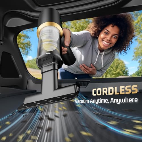 Image of Cordless Car Vacuum Cleaner: Handheld Vacuum with 16000Pa Strong Suction, Brushless Motor & HEPA Filter, 7-in-1 Cleaning Kit, Type-C Charging for Home Office Car Pet - Cinder