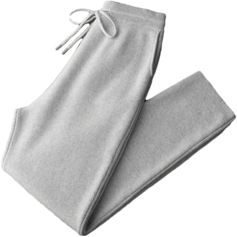 Men's 100% Cashmere Pants Winter Thicked Thermal Soft Knitted Trousers Elasticated Waist Drawstring Sweatpants