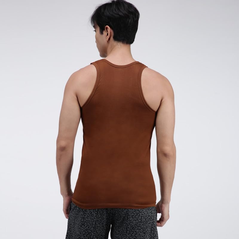 Image of Amul Comfy Men's Cotton Vest | Round Neck Sleeveless | Seamless Body for Superior Comfort | Ultra-Soft Hand Feel | 100% Pure Cotton Innerwear | Color May Vary