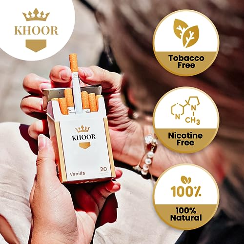 khoor herbal cigarettes - 2 vanilla packs non-addictive tobacco-free amp nicotine-free traditional cigarette substitute premium vanilla flavor - 2 packs 40 sticks