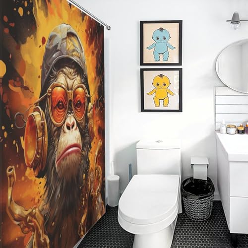 Rideau de douche singe imperméable et séchage rapide avec crochets