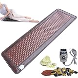 HAILM Far Infrared Amethyst Jade Tourmaline Crystal Heat Stone Mat, Infrared Heat Therapy Healing, Adjustable Timer & Temperature Heating Pad, for Full Body,B