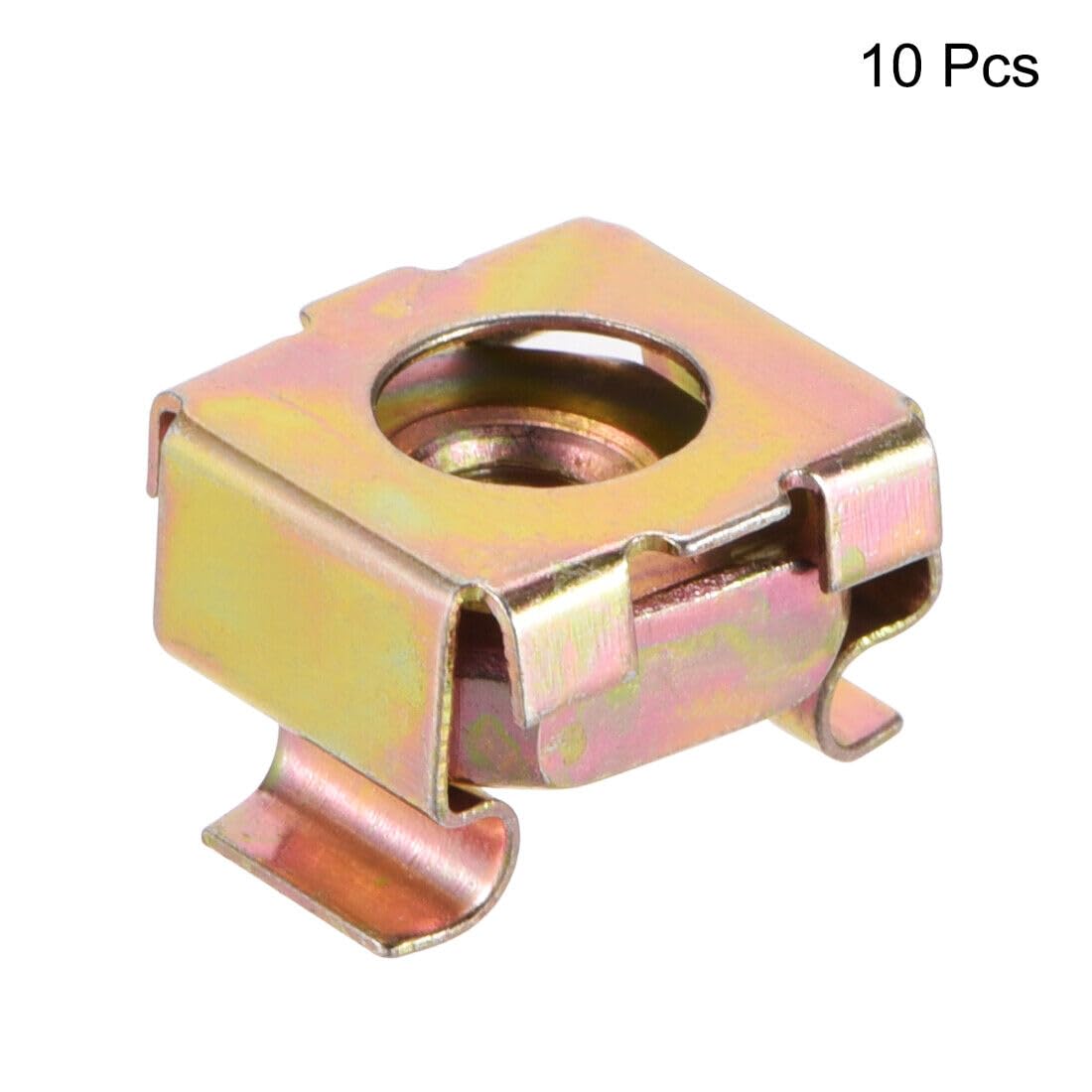 Tool Parts and Accessories M4 Cage Nuts for Server Rack Cabinet Carbon Steel Yellow Zinc Plated 10 Pcs (#CN-140824-07586)