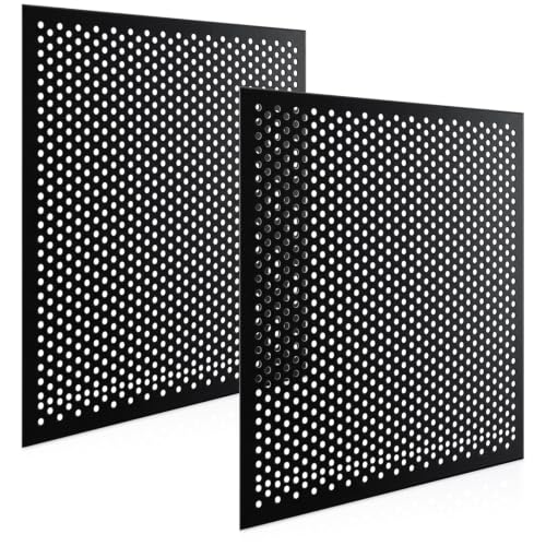 Image of DoubleFill 2 Pack 2' x 2' Plastic Perforated Tiles with 3 /8 inch Holes 24 inch x 24 inch Black Drop Ceiling Tiles Plastic Ceiling Grid Covers