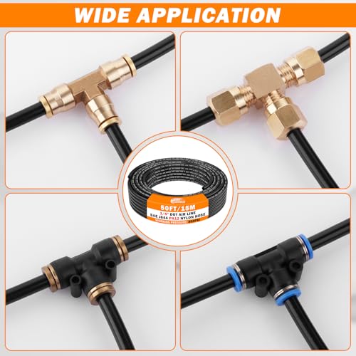 Image of CheeMuii 50 FT 1 /4 Pneumatic Tubing 1 /4 inch PA12 Nylon DOT Air Line SAE J844 DOT Air Hose 15.3 Meter 1 /4 Inch OD Pneumatic Air Tubing Pipe Hose Line