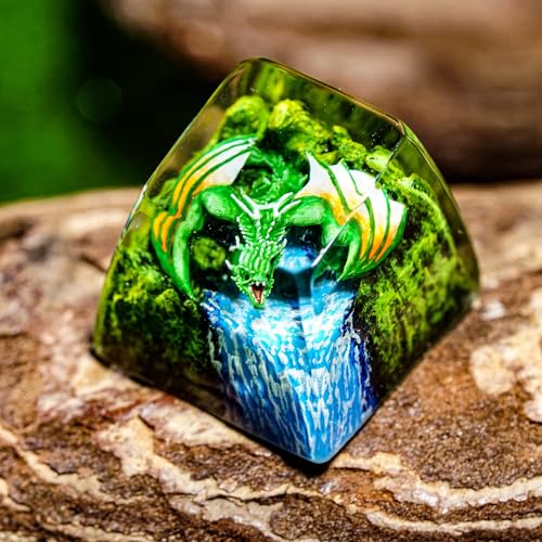 Tecla de dragón esmeralda para personalizar tu setup y teclado mecánico de resina 4