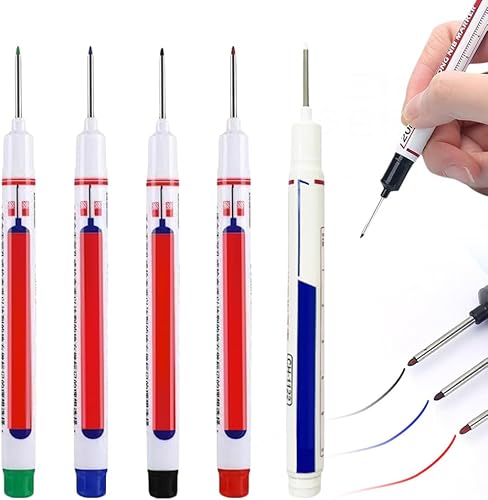 Marcador de agujero profundo de cabeza larga, marcadores de construcción coloridos impermeables para carpintero, marcadores permanentes 2024,