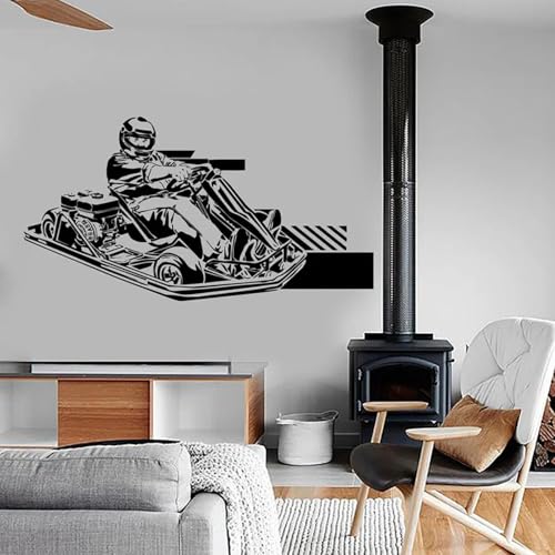 WEITAOSM Go Kart Wall Sticker Racer Speed ​​Racing Vinyl Art Sticker Kids Boys Bedroom Playroom Decorative Wall Art Decal