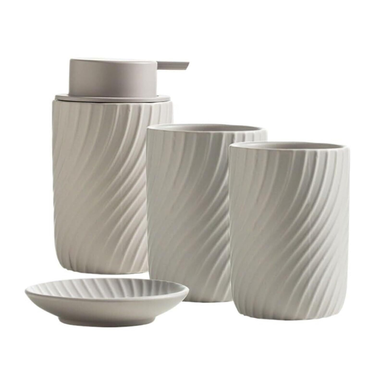 Set di accessori per il bagno Set dispenser for lozione, bicchiere for spazzolino da denti, portasapone, 4 pezzi, ricaricabile, decorazione costiera Arredamento per gli affittuari(Apricot)