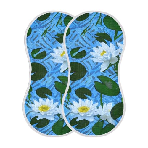 Flowers Simple White Burp Cloths for Babies Burp Rag Cotton Spit Up Rag for Infant Newborn Baby