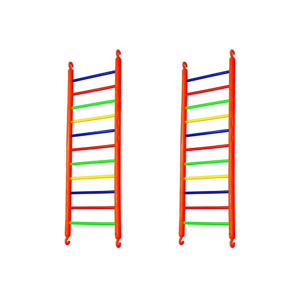 Plastic Toy Ladders Perches Toys Cage Accessories for Small and Medium Parrots Parakeets Cockatiels Lovebirds Sun Conures Caique Finches. (Twelve Step, Multi Colour 2 Piece) (B0B5ZN6457) Amazon Price History, Amazon Price Tracker