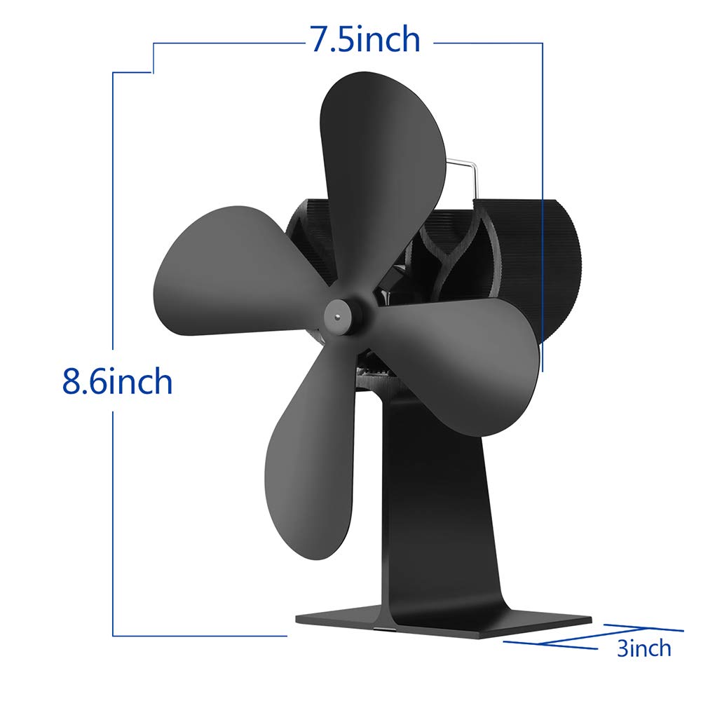 Ventole efficienti di distribuzione del calore del ventilatore del camino domestico a 4 pale