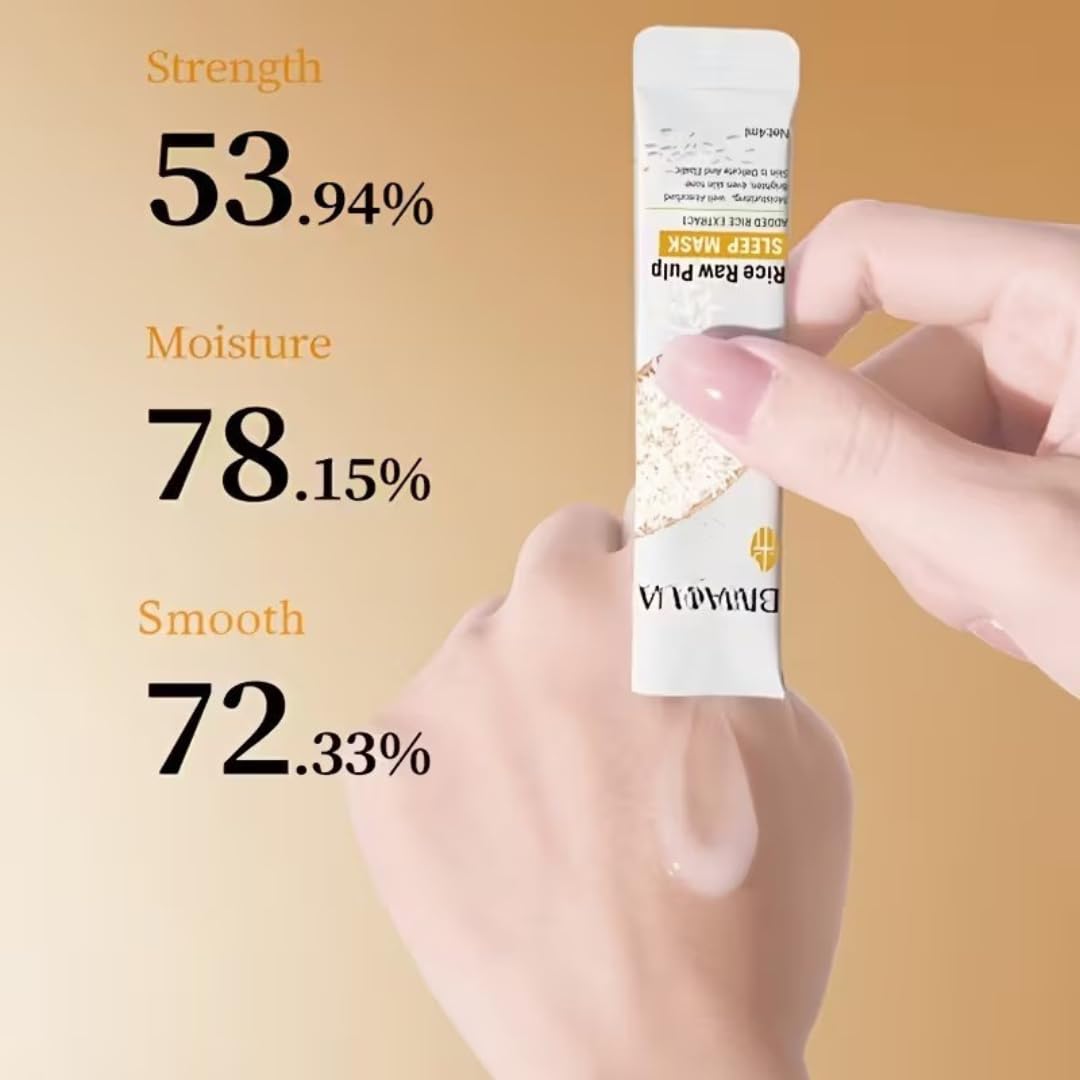 Biqua Rice Night Mask (20 sztuk) - Nawilżająca i rozjaśniająca pielęgnacja twarzy K-Beauty Korean | Korean Skincare Przeciwzmarszczkowa maska nawilżająca dla miękkiej i jasnej skóry - Kbeauty 100%