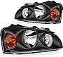 ROADFAR - Headlight Assembly For Hyundai Elantra 2004-2006 A Pair Of Black Headlamp Driver/Passenger Side Replacement