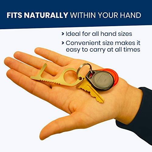 BrightKey Clean Key Brass Hand Tool - No Touch Brass Door Opener EDC Tool - Hygiene Keychain Touchless CleanKey - Safe Touch Contactless Multitool