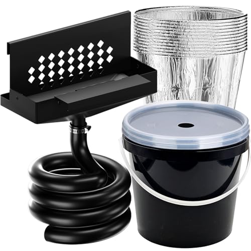 Rear Grease Drainage System for Blackstone Grease Catcher Upgrade Grease Bucket with Transparent Lid Grease Trap Funnel 12 Pack Foil Bucket Liners Blackstone Griddle Accessories Two Mounting Methods