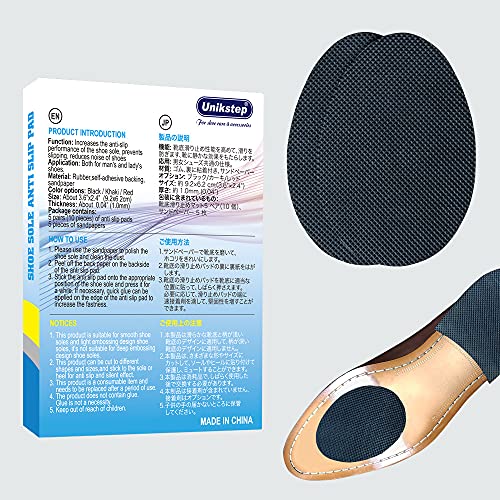 Unikstep 5 Paar Schuhsohlen-Anti-Rutsch-Griffe, rutschfeste selbstklebende Gummipads, Schuhboden- und Fersengeräuschreduzierungsaufkleber und -schützer (Schwarz)