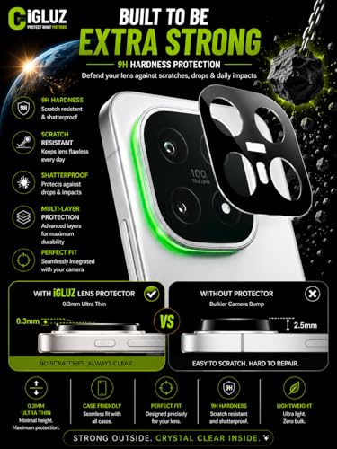 Image of iGluz Back Camera Glass Protector for iQOO 15 5G (Pack of 1) | 3D Premium Tempered Glass Camera Lens Protector Guard | Ultra Clear HD | Anti Scratch | Easy Installation | Case Friendly | Black