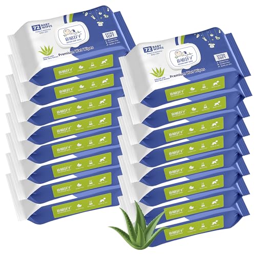 Image of Babify Premium Baby Wipes with Flip-Top Lid | Aloe Vera & Paraben-Free | Pack of 16 (1152 Wipes, 72 Wipes per Pack)