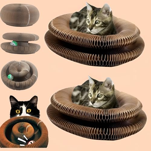 Donubiiu Katzenwirbel für Große Katzen Foldable Convenient Cat Scratcher Katzenspielzeug Intelligenz Intelligenzspielzeug Magische Orgel Katzenkratzbrett (2 Stück)