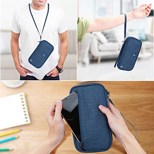 Image of RFID Family Passport Wallet Holder Waterproof, Travel Document Organizer Credit Card Clutch Bag for Men Women, RFID Blue, One Size, Classic