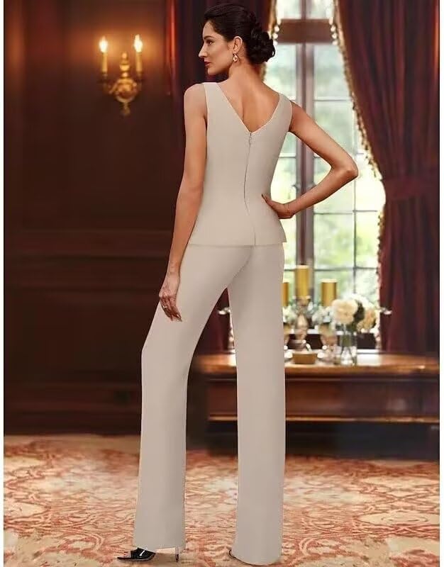Chiffon Pant Suits for Women Dressy Wedding 3 Pieces Mother of The Bride Pantsuits for Wedding3