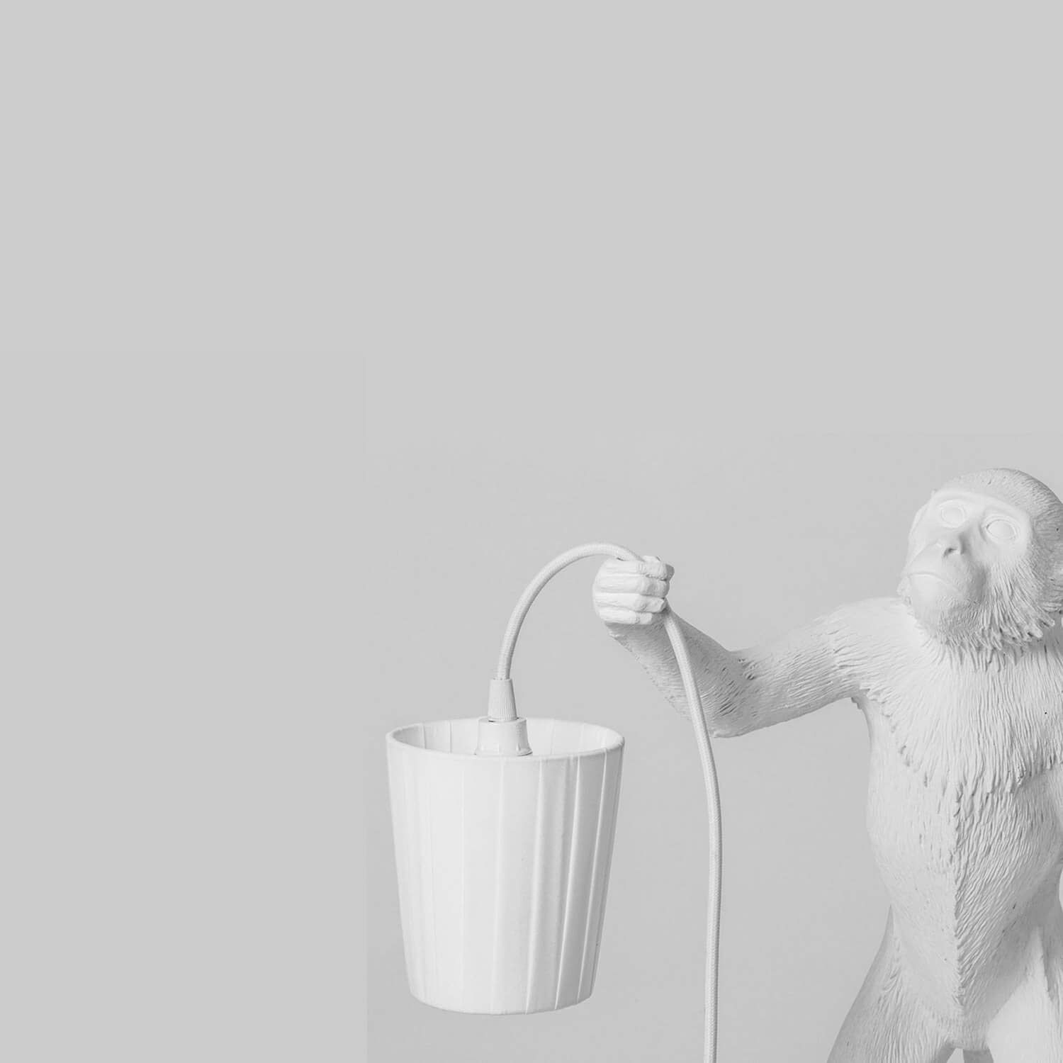 Seletti Paralume in Poliestere Monkey Lamp Ø Cm.8,5/11 H.12,3 White