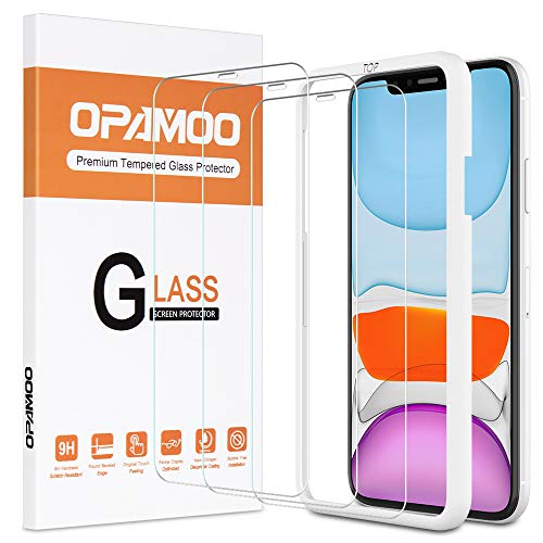 opamoo Verre Trempé pour iphone 11, [3 Pièces] Protection écran iPhone XR avec Cadre d'Alignement [Garantie à Durée de Vie] Dureté 9H sans Bulles Film Protection Écran iPhone 11 Vitre - 6,1 Pouces Cover