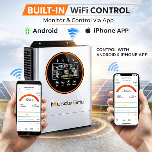 Image of MuscleGrid 6.2kW 48V Focus Series Hybrid Solar Inverter | 6500W Load Capacity | 9000W PV Input | 160A MPPT | Built-in WiFi | Pure Sine Wave | IP45 | 2026 Model