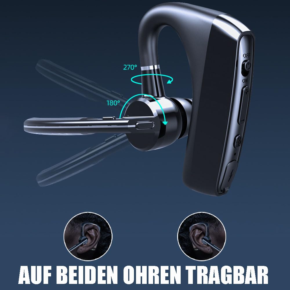 Bluetooth hoofdtelefoon, Bluetooth 5.3 stereo hifi-hoofdtelefoon met 4 HD- microfoons, draadloze in-ear ENC ruisonderdrukking, 40 uur led-display, touch-control, Bluetooth hoofdtelefoon IP7, lichtblauw