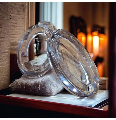 Juego de 2 Ceniceros Ovalados de Vidrio – Diseño Elegante y Moderno, Vidrio Grueso, Resistente a Golpes y Roturas – 12,5 x 7,5 x 2,5 cm