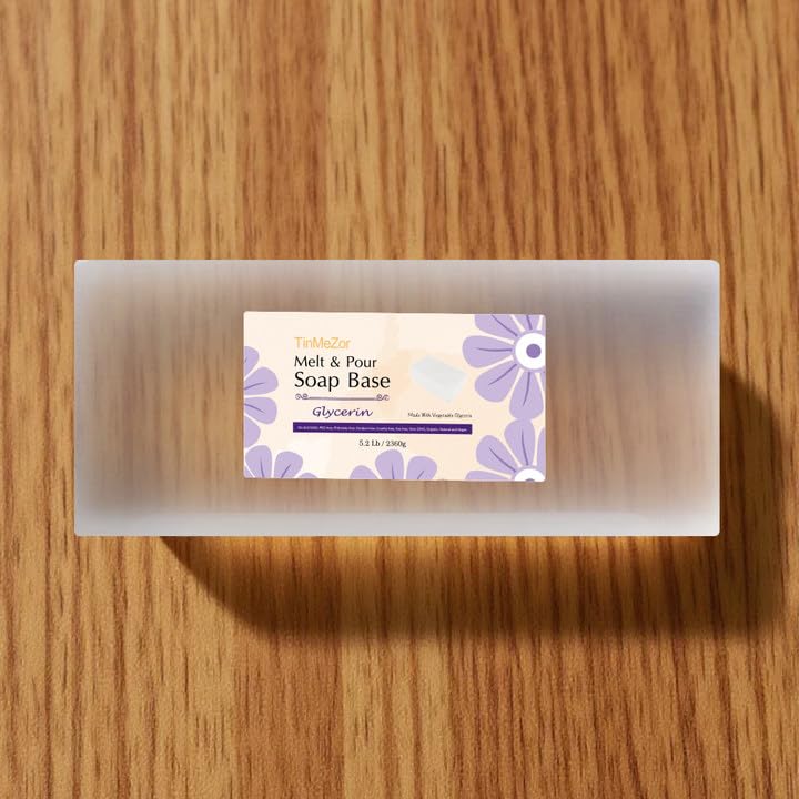 TinMeZor 5.2 lbs Clear glycerin Soap Base, Natural Melt and Pour Glycerin Base for Soap Making, Transparent, Unscent, Easy to cutting