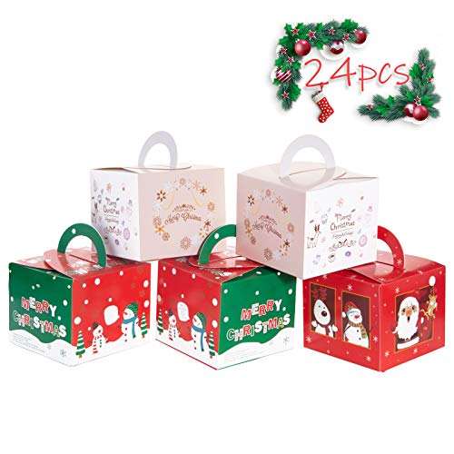 Weihnachtskartons von Benbilry, 24 Stück Weihnachtsboxen, Keksboxen, Keksboxen für Süßigkeiten, Leckereien und Kekse Cover