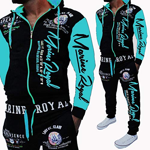 Image of HHGKED Men 's Casual Tracksuit Hooded Full Zip Elastic Waistband Sweatsuit Set