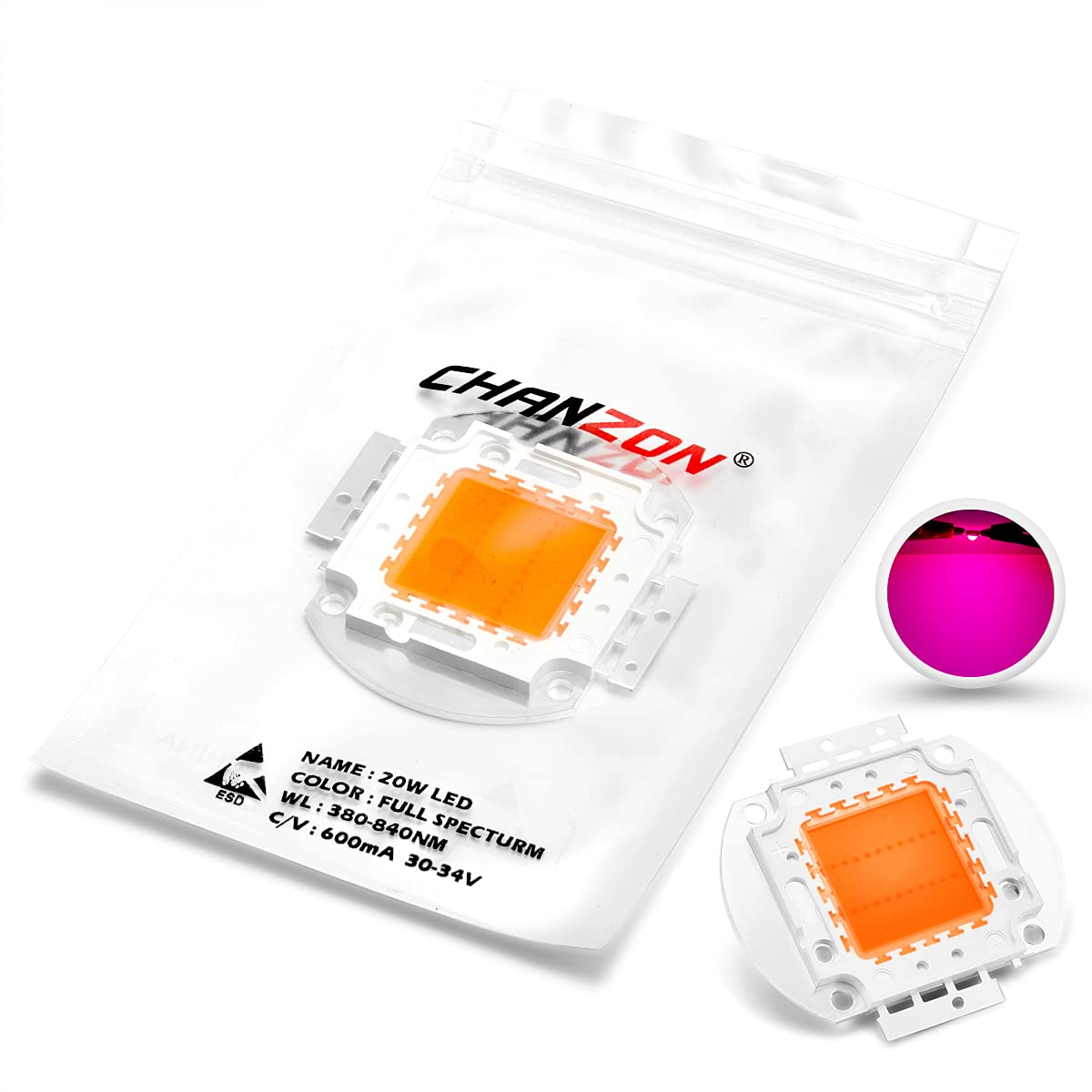 Amazon | Chanzon ハイパワー LED チップ 20W フルスペクトル 植物育成