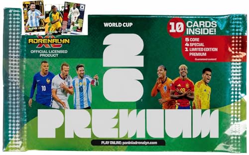 Adrenalyn XL World Cup 2026 Soccer Cards Exclusive Factory Sealed 10 Card Premium Pack.Look for Top Stars Like Ronaldo Messi Yamal and More!