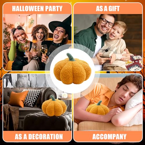 Xionghonglong 3D Gefüllte Kürbis Dekokissen Kürbiskissen Flauschige Plüsch Spielzeug Kürbis Deko Zimmer, Sofa Dekorative Kissen Halloween Deko Party Favors (Gelb)