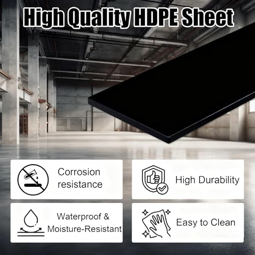 Image of HDPE Sheet 1 /2-2PCS 12 inch x 8 inch High Density Polyethylene Sheets with Protective Film 1 /2 Thick HDPE Plastic Sheet Board Solid Plastic Block for Flat Panel DIY Projects Machining Home (Black)