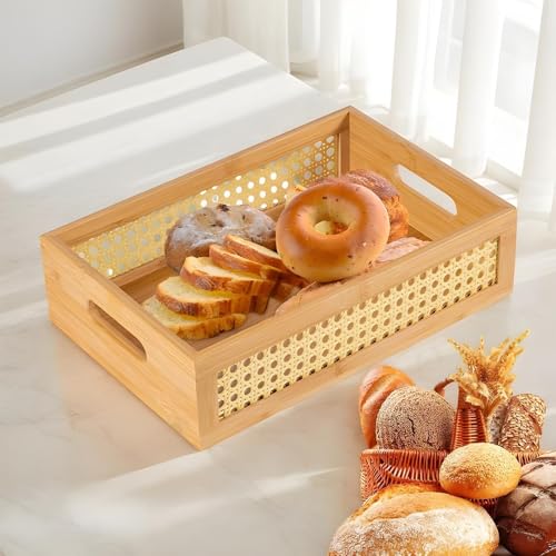 Panier d'organisateur tissé Boho Bin robuste en rotin tressé pour petits objets