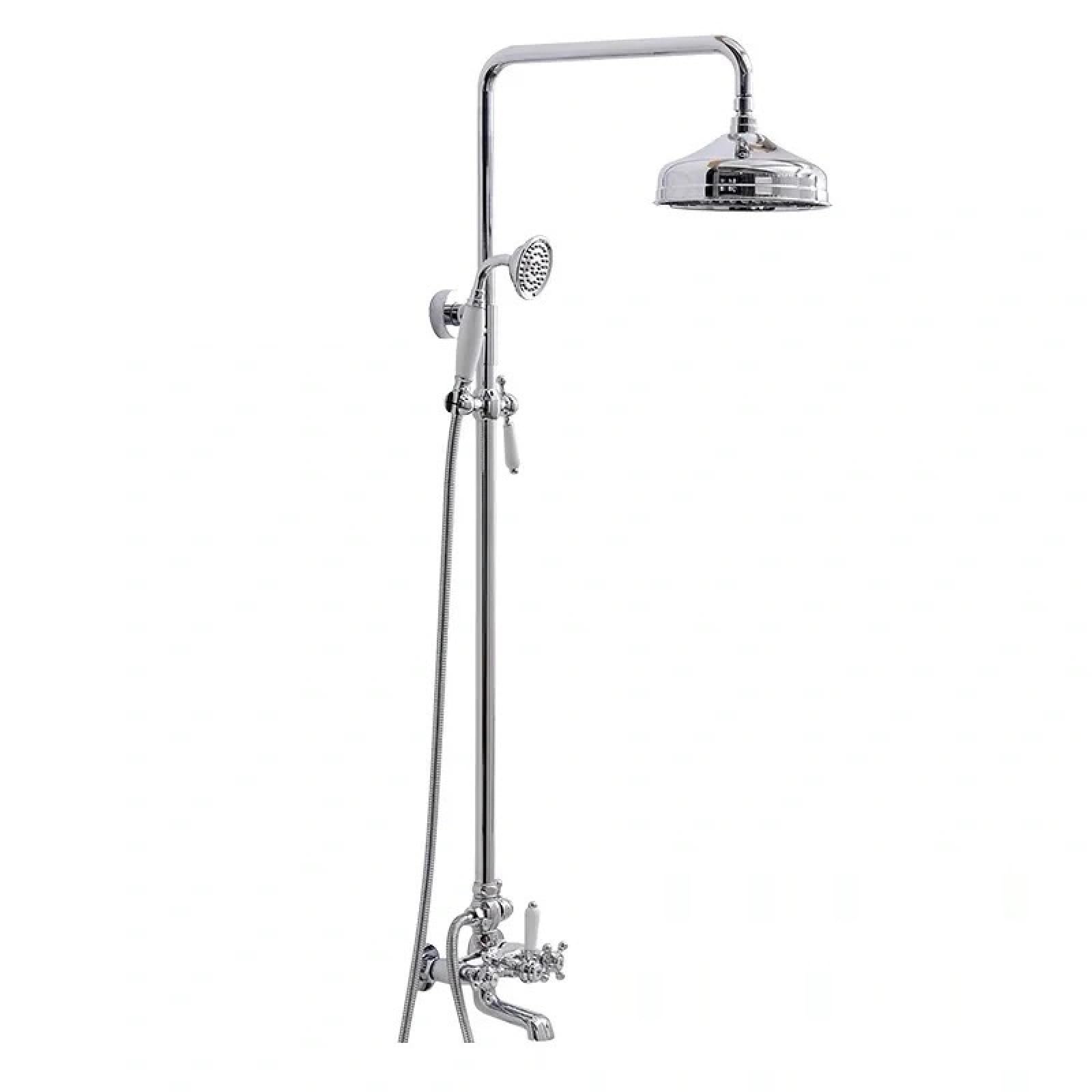 ASerZenith Large Shower Shower Set Golden Shower Hot Water Waterfall Antique Copper Top Spray Full Copper Set European Sanitary Ware(9028 Chrome)