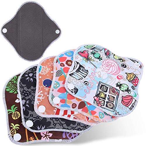 Menstrual Pads, Cloth Reusable Sanitary Pads Reusable Waterproof Bamboo Charcoal Fiber Cloth Sanitary Pad With Wings For Women(#2) #TOP7