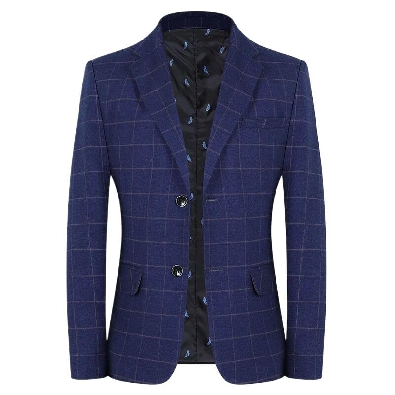 Men's Plaid Blazer Casual Spring Autumn Coat Suit