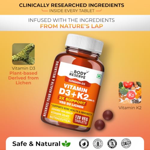 The Body Reserve Vitamin D3 K2 MK7-120 Veg Tablets Pack of 1 - Image 5