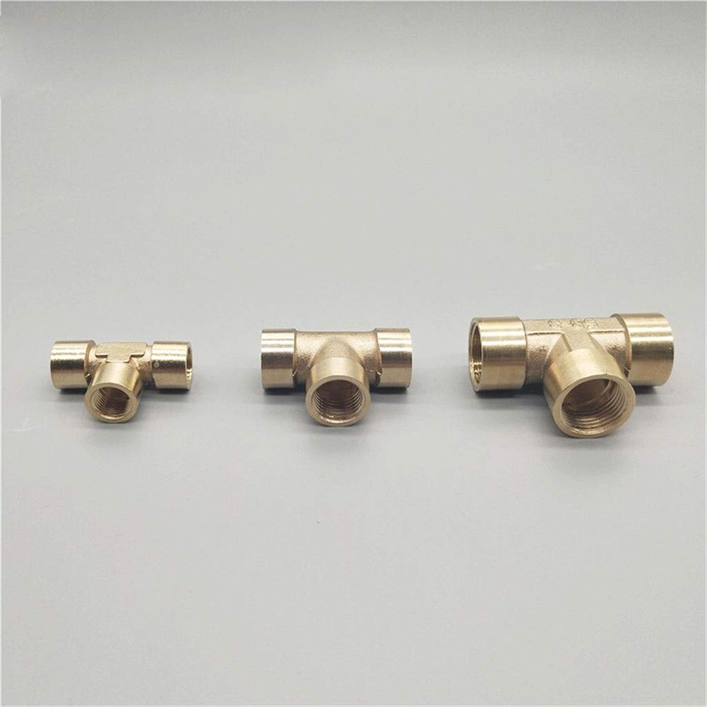 Accesorio de tubería, Conector de tubería en T de 3 vías con Rosca Hembra BSP de 1/8", 1/4", 3/8", 1/2", 3/4", 1", Adaptador de tubería de latón, Conectores de Acoplamiento(0.75 Inch)