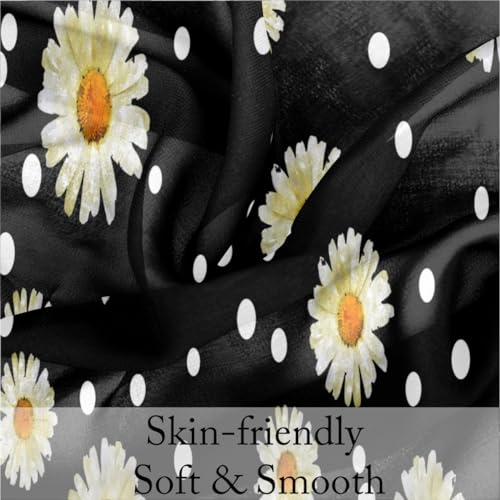 Tavisto Daisy Dots Long Scarf Lightweight Sheer Scarves Sunscreen Silk Shawl Wraps Soft Thin Neckerchief Fashion Scarf for Women Men3