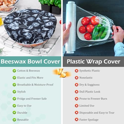 5Pcs Reusable Beeswax Elastic Bowl Covers for Bread Proofing and Food Cover - image 7