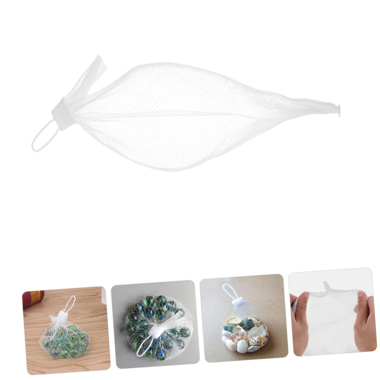 Abaodam Sacchetti in Rete per Biglie e Giocattoli, Borsa a Rete con Coulisse in Fibra di Vetro, Portatile con Maniglia, Accessorio per Organizzazione Cucina e Viaggio, Confezione da 100
