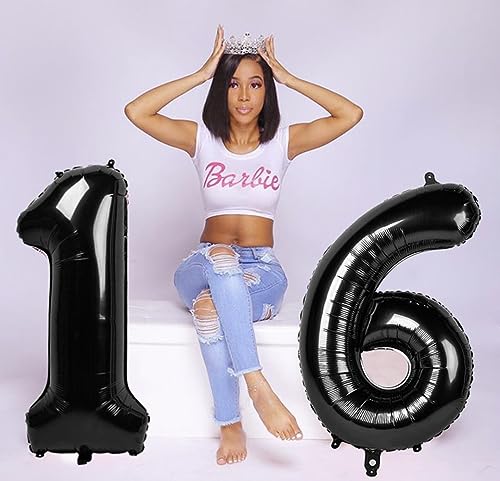 Number 60 Balloon Large 40 Inch Black Giant Jumbo Digit Mylar Foil Helium Balloons for Birthday Party Celebration Graduations Anniversary Photo Shoot - 6