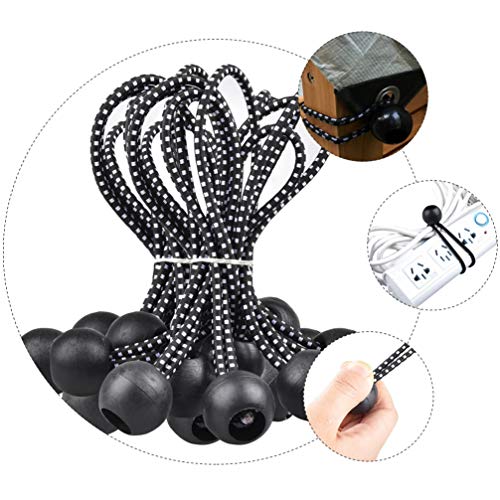CLISPEED 10Pcs Bola ElÃ¡stica ElÃ¡stica Preta Corda ElÃ¡stica de Lona Pesada Cordas ElÃ¡sticas Amarr